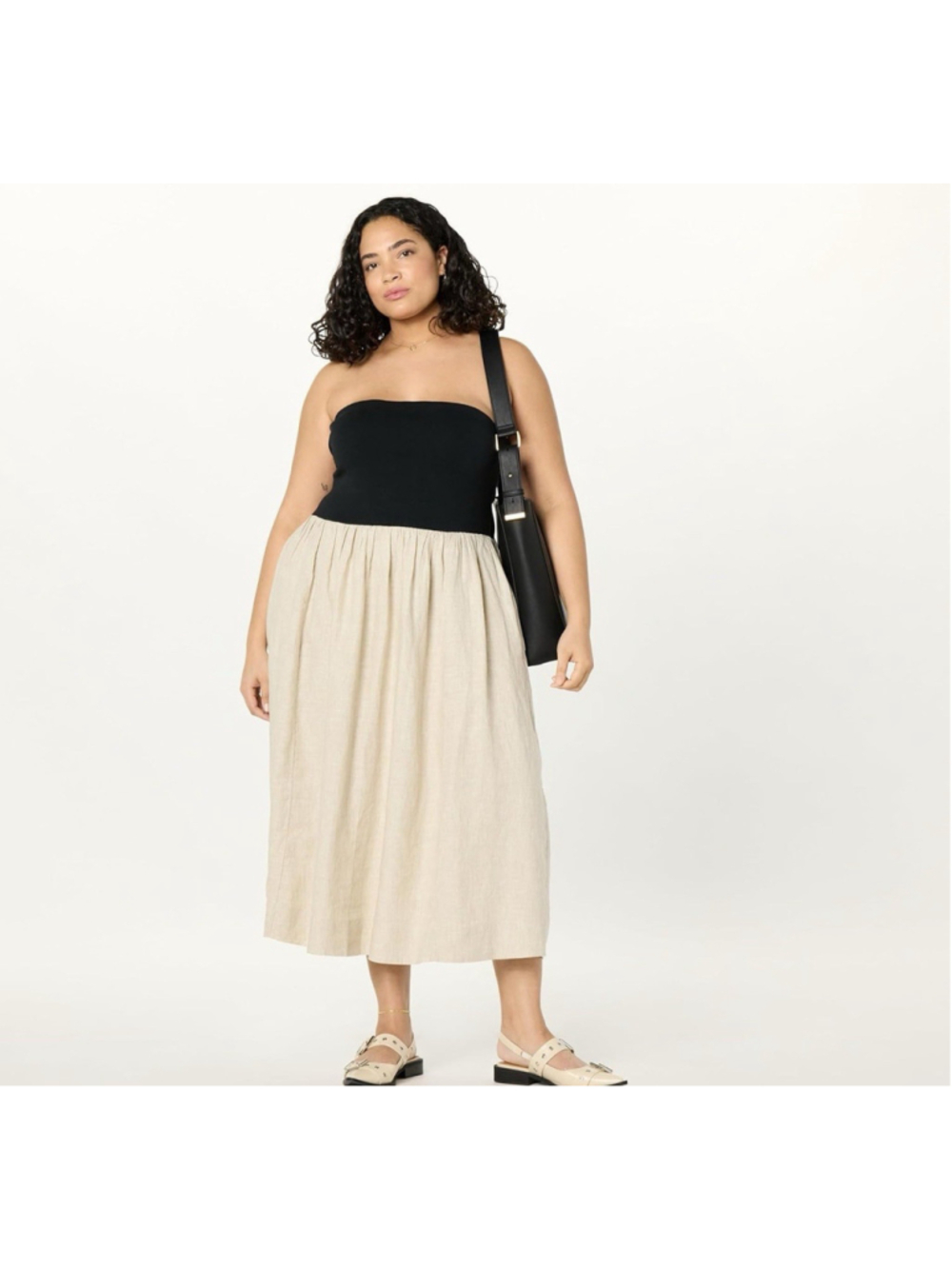 The Drop Womens Hellen Strapless Mixed Media Maxi Dress 3X